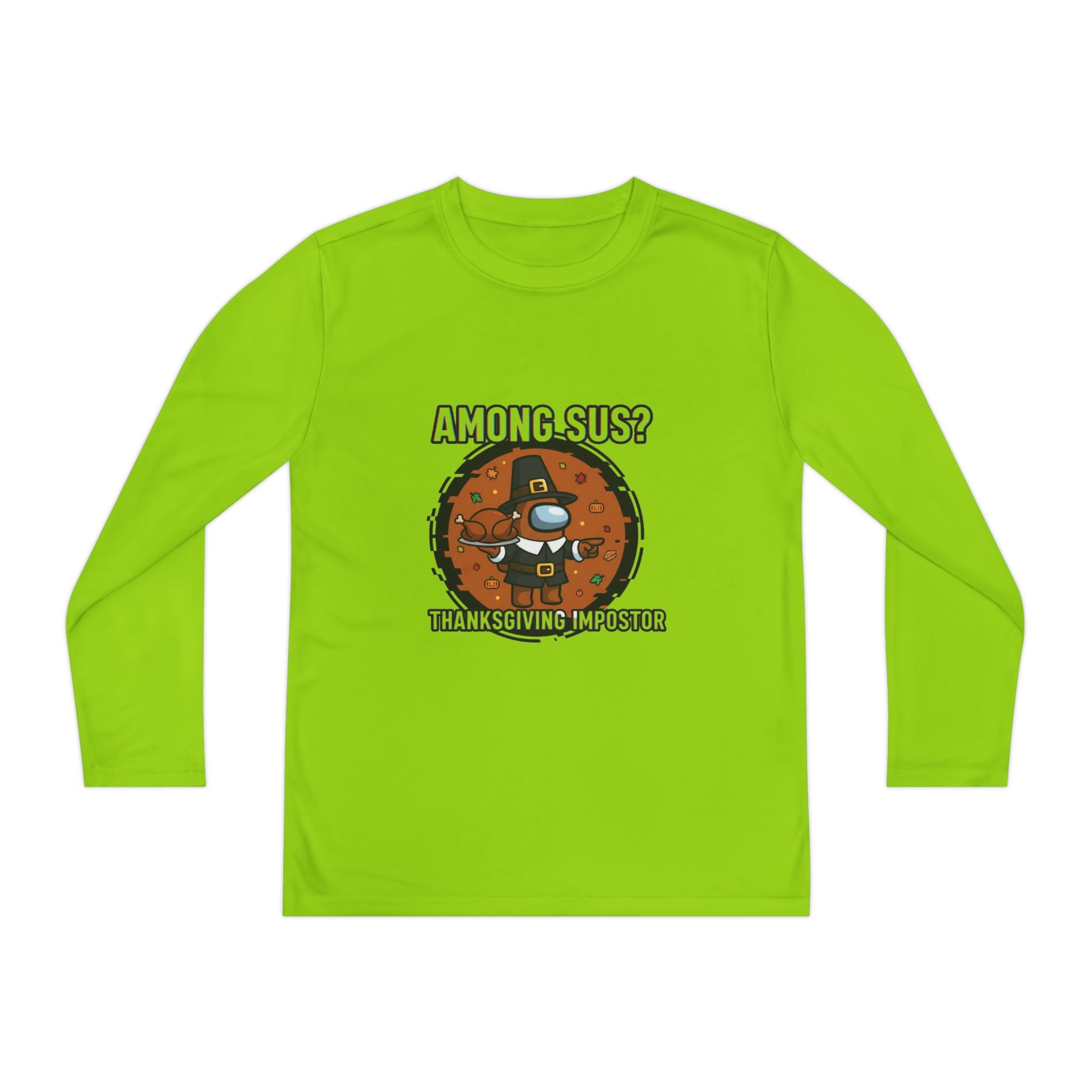 Among Sus? Thanksgiving Impostor Youth Tee, Fun Youth T-Shirt, Gamer Apparel for Kids, Long Sleeve Graphic Tee, Funny Thanksgiving Gift