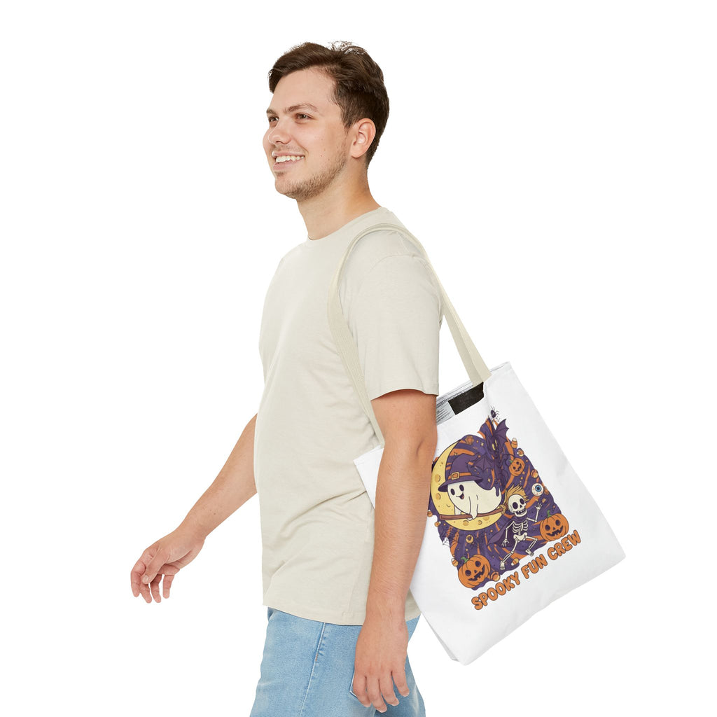 Spooky Fun Crew Halloween Tote Bag, Trick or Treat Bag, Haunted House Accessory, Fall Gift, Party Favor