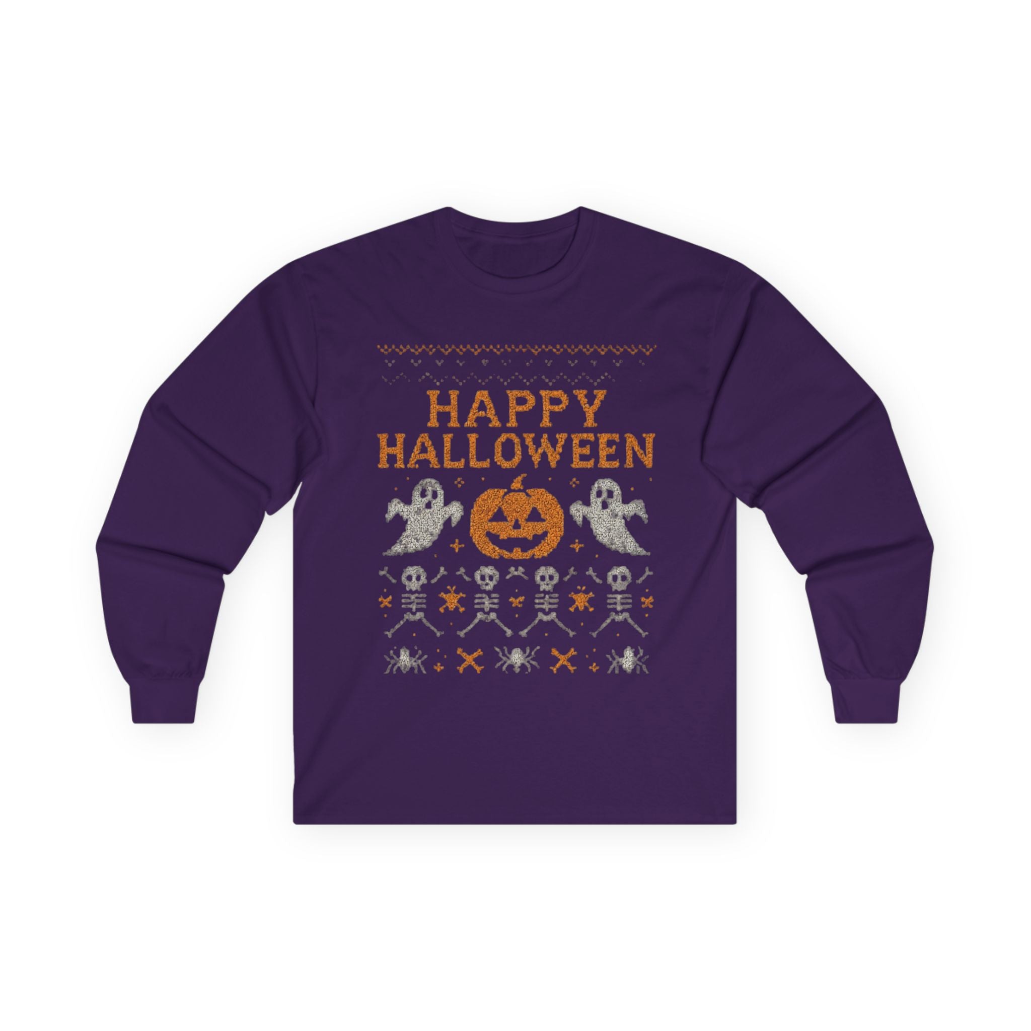 Happy Halloween Long Sleeve Tee, Spooky Tee, Halloween Costume Shirt, Autumn Festive Attire, Unisex Fall Apparel