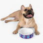Paw Print Ceramic Pet Bowl — Iridescent Blue Purple Paw Pattern