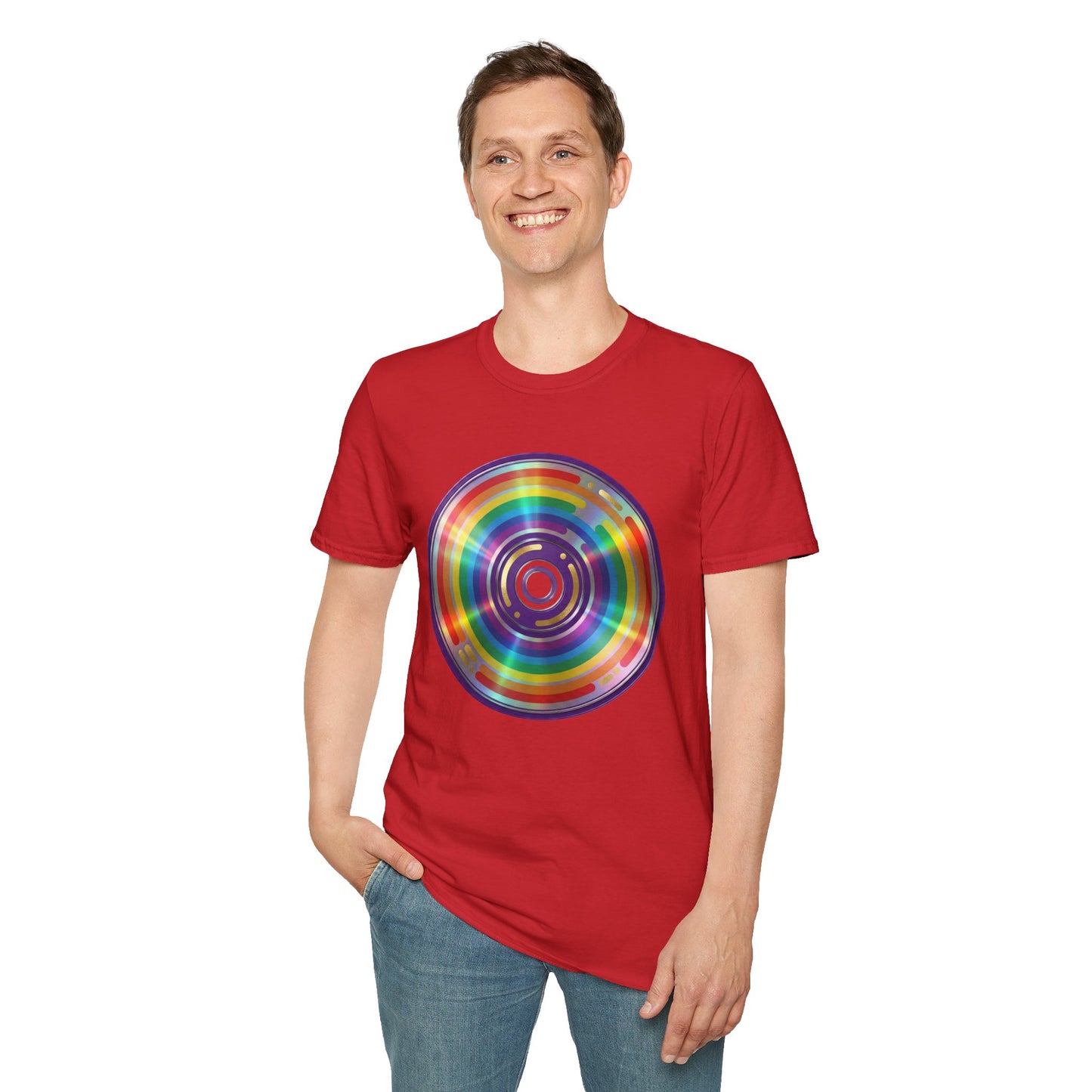 Retro Rainbow CD- Vinyl Record T-Shirt
