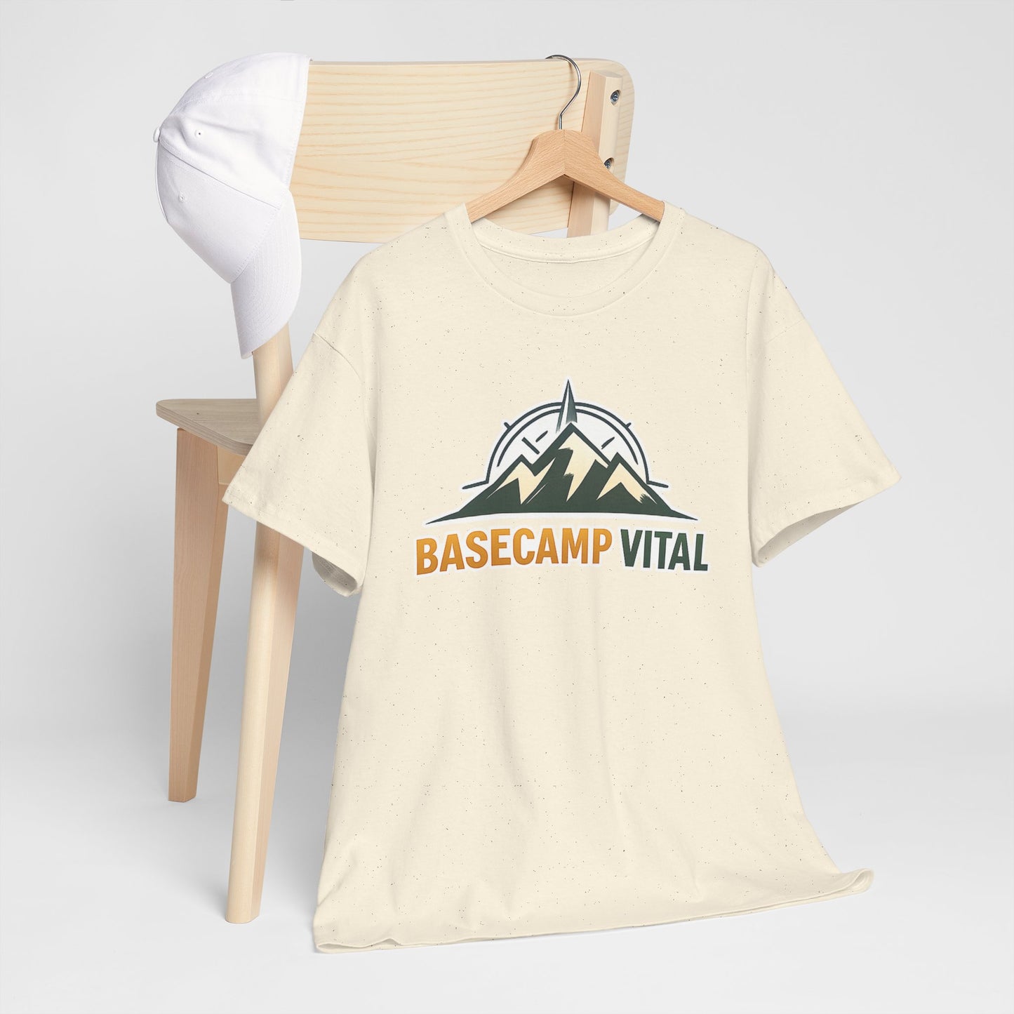 Base Camp Vital Mountain Compass Crewneck T-Shirt | Outdoor Hiking Graphic Tee | Midweight Cotton Trail Shirt (free shipping)
