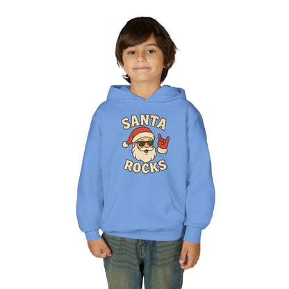 Youth Hoodie — "Santa Rocks" Cool Santa Christmas Sweatshirt