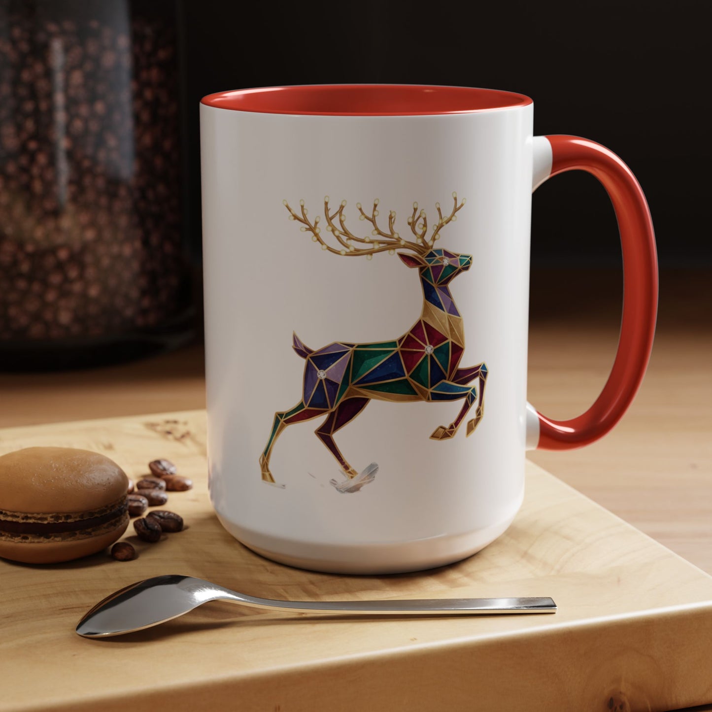 Geometric Rainbow Reindeer Accent Coffee Mug (11/15 oz)