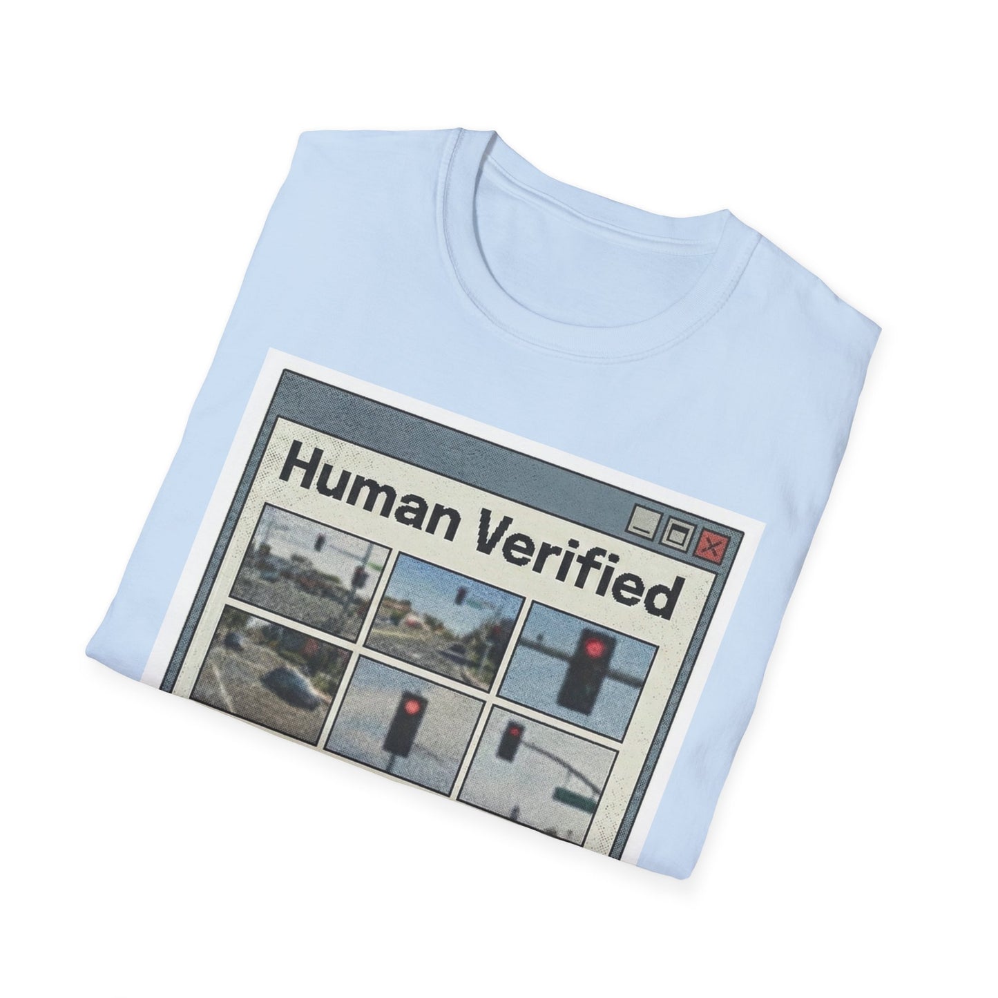 Human Verified T-Shirt – CAPTCHA Traffic Light Graphic Shirt