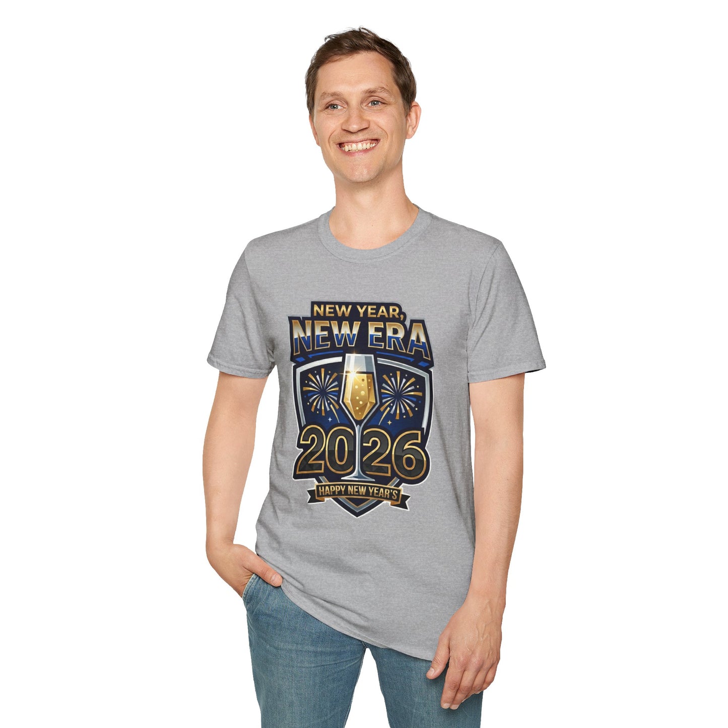 New Year 2026 T-Shirt – "New Year, New Era" Champagne & Fireworks Celebration Tee