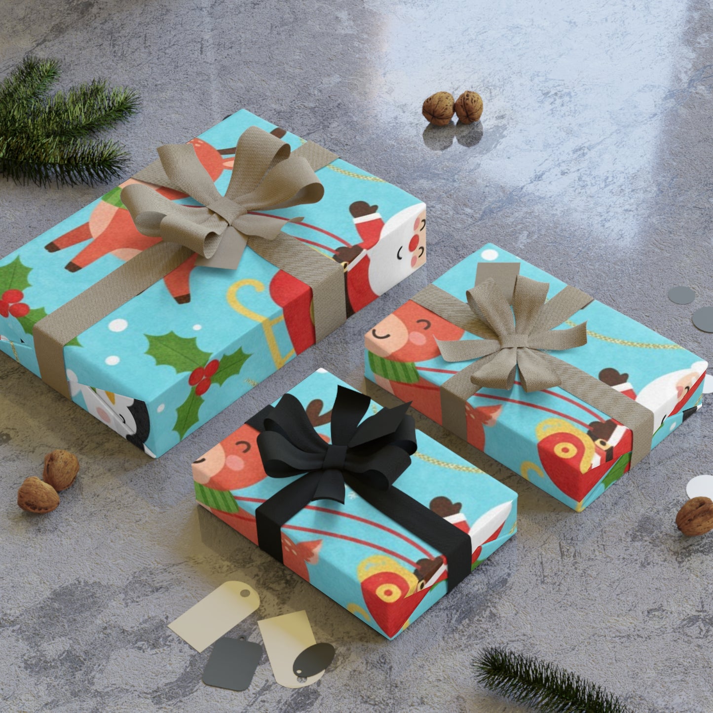 Santa and friends Gift Wrapping Paper Rolls, 1pc