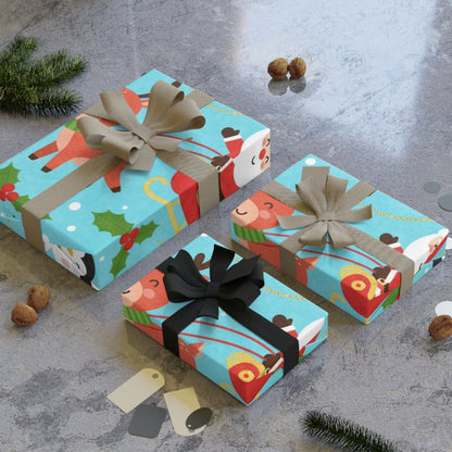 Santa and friends Gift Wrapping Paper Rolls, 1pc