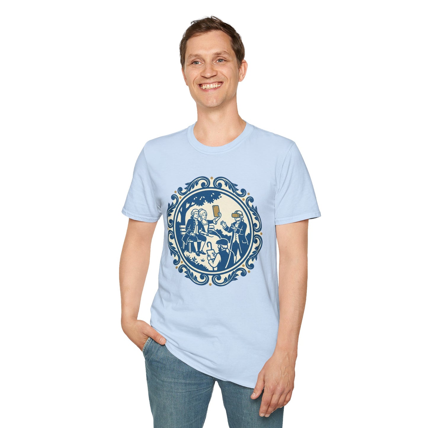 Vintage Blue Rococo Smartphone Toile -  T-Shirt