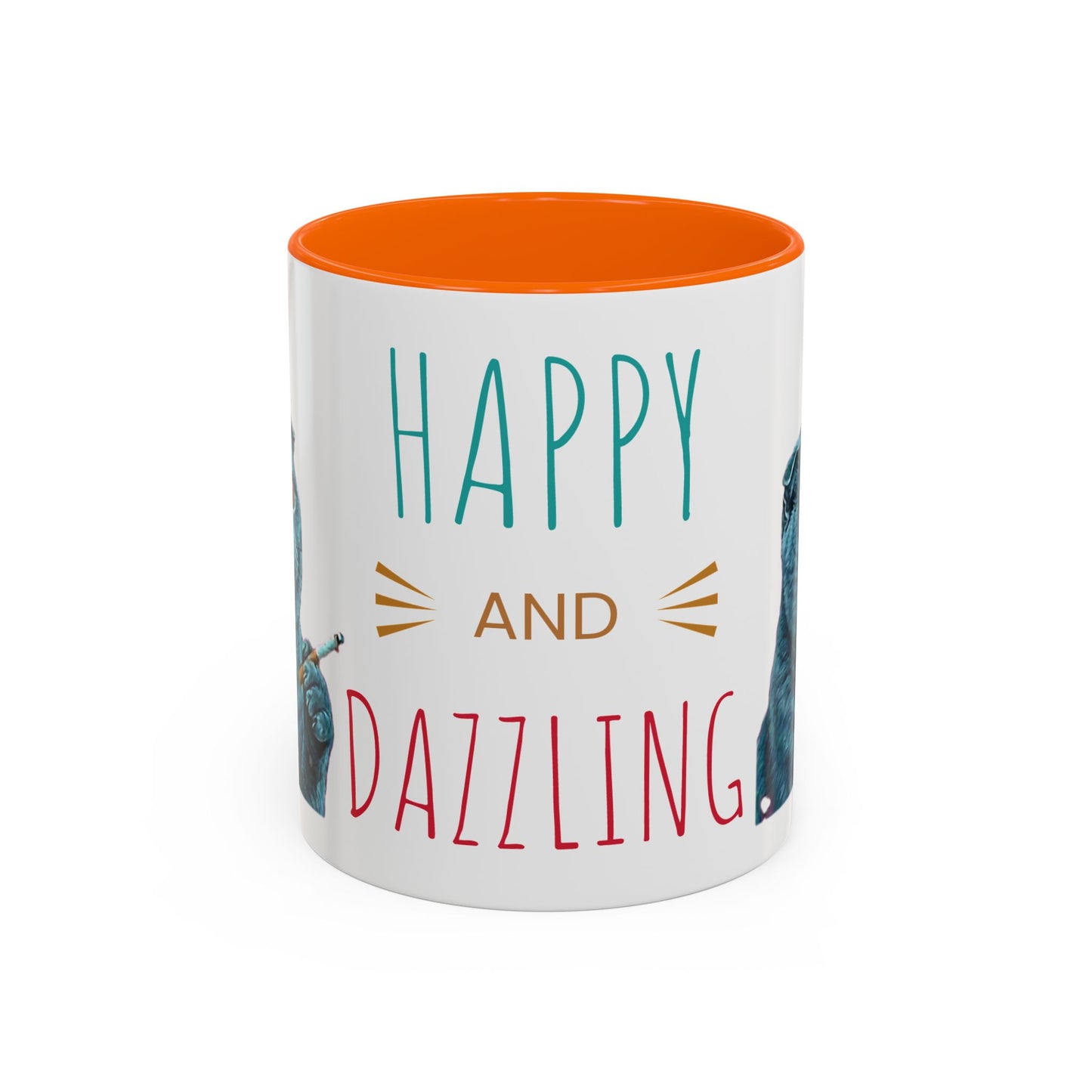 Happy and Dazzling Accent Coffee Mug — Cute Cat Art, Motivational Tea & Coffee Cup (free shipping)