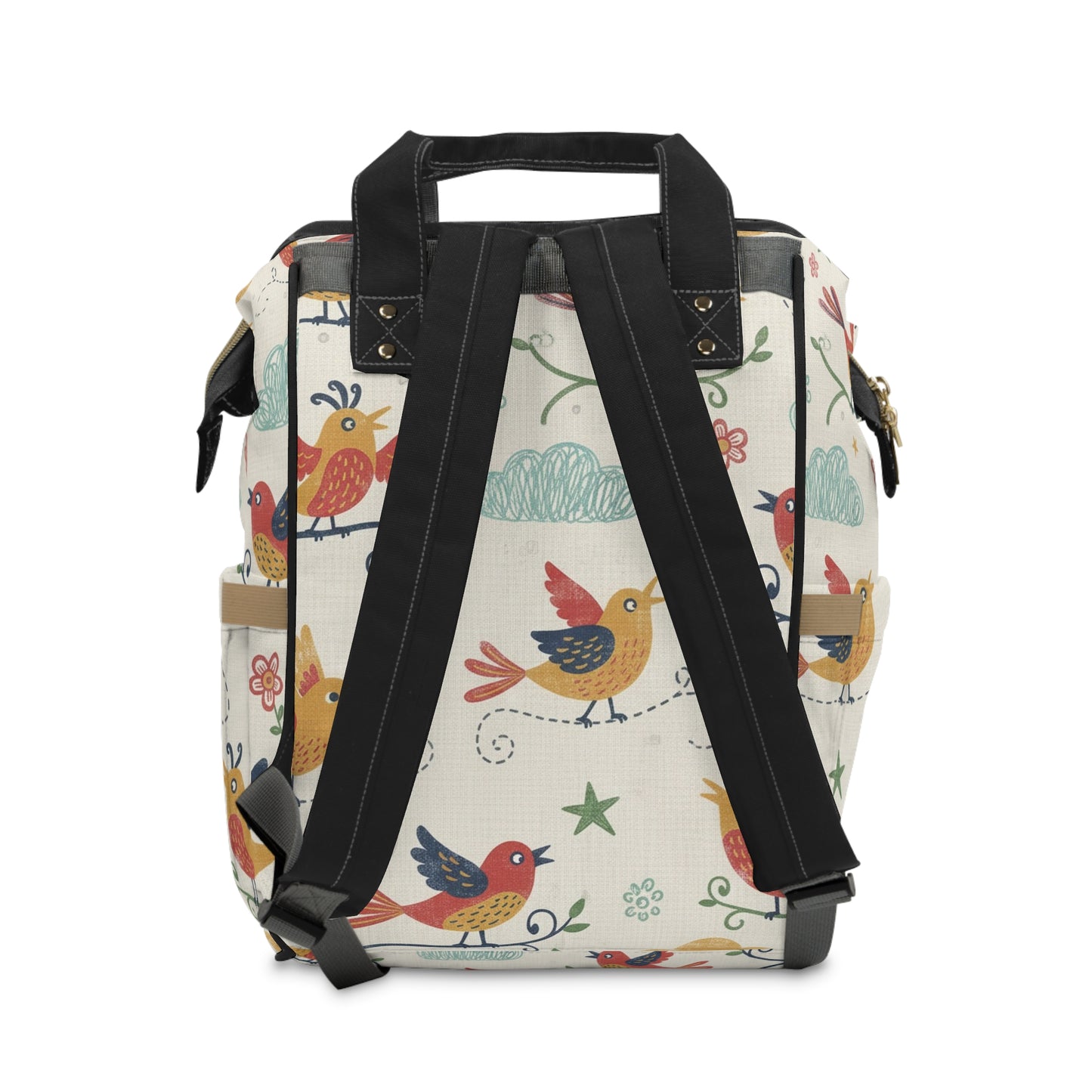Boho - Birds & Blooms Multifunctional Diaper Backpack — Cute Floral Baby Travel Bag