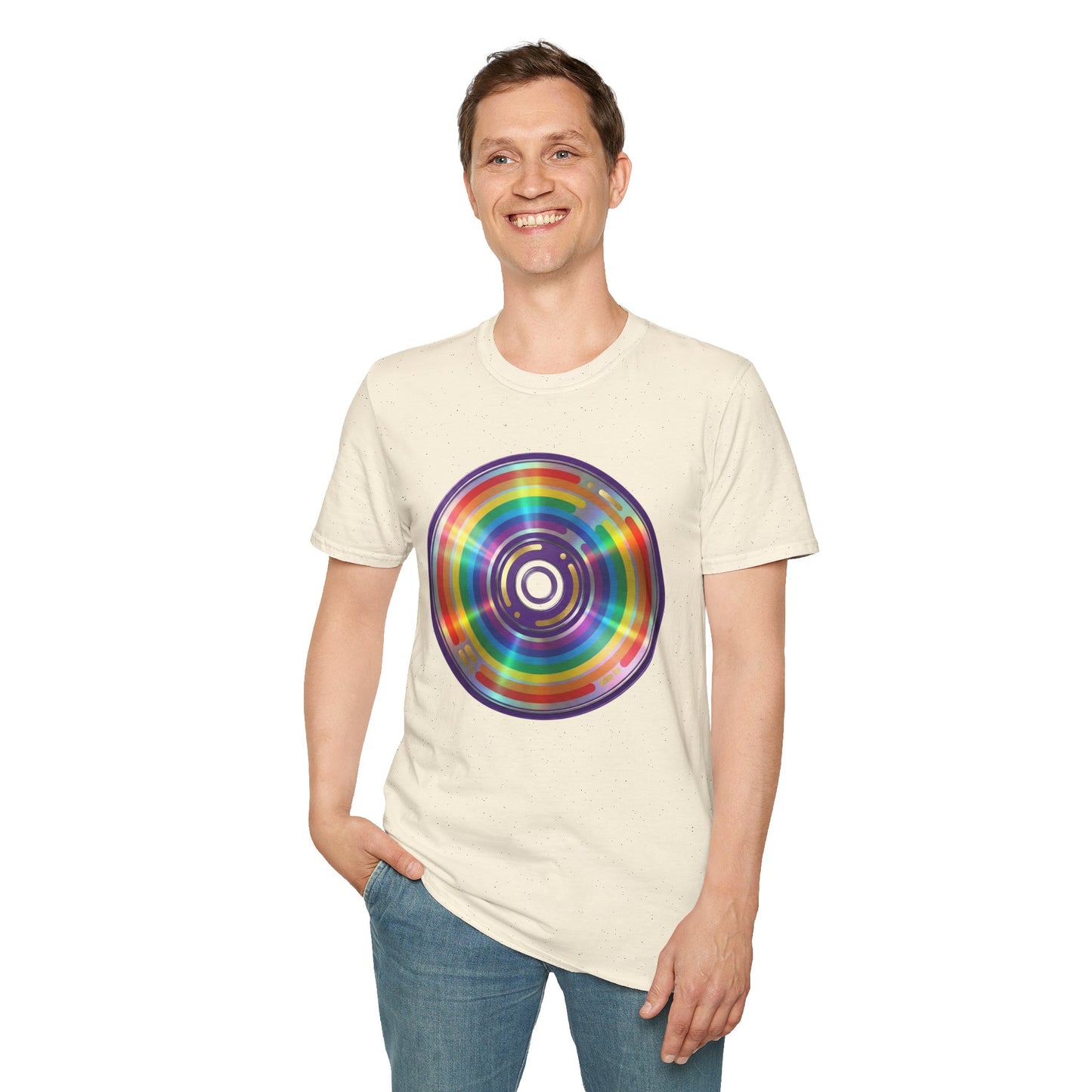 Retro Rainbow CD- Vinyl Record T-Shirt