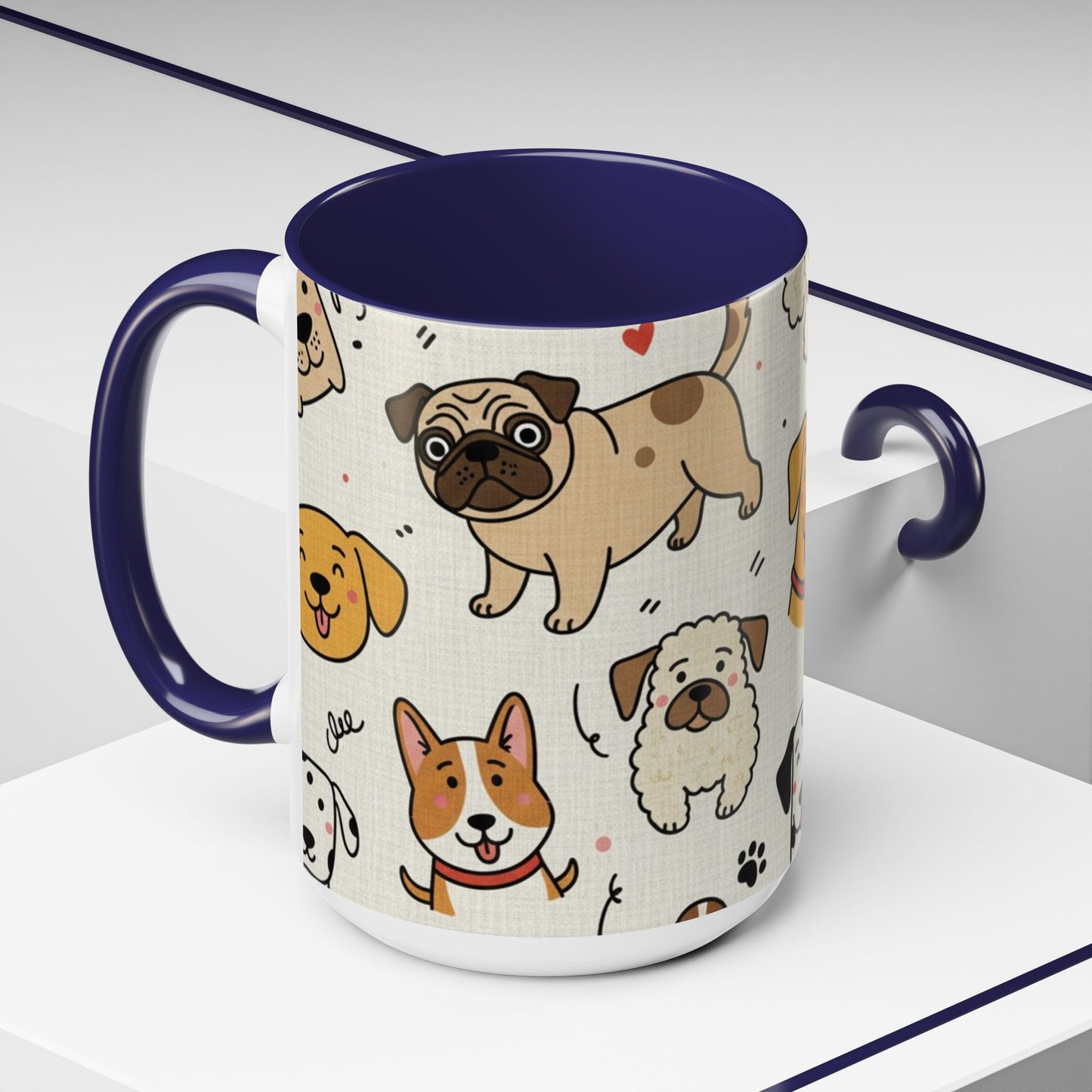 Cute Dog Pattern Accent Coffee Mug – Cute Cartoon Puppies 11/15oz