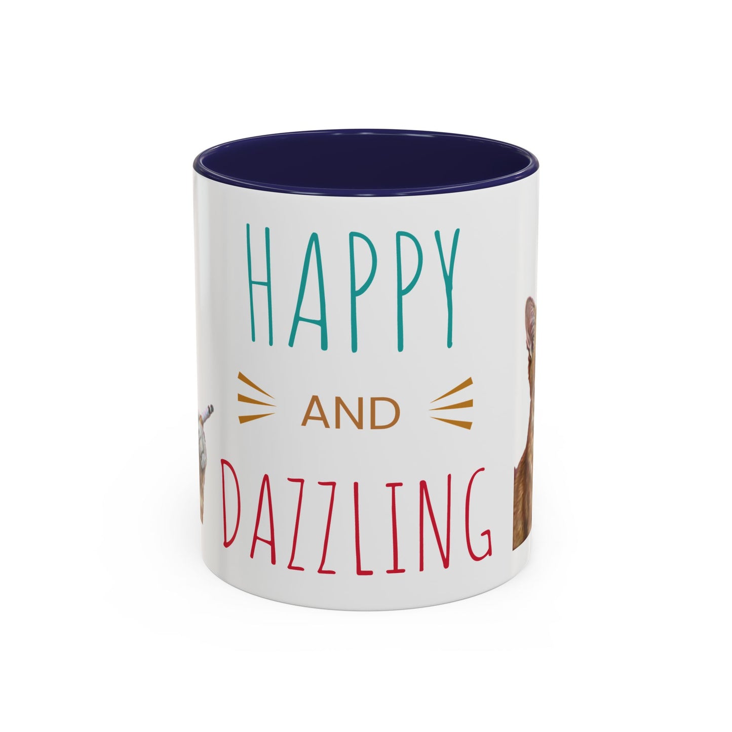 Happy and Dazzling Smoking Cat Coffee Mug — Cute Ginger Cat Accent Mug (11/15oz) (free shipping)