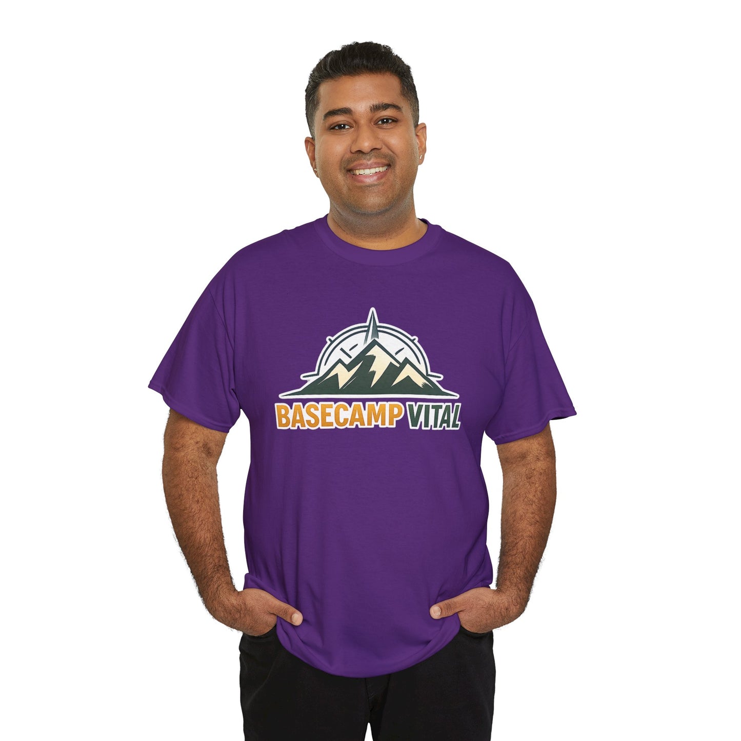 Base Camp Vital Mountain Compass Crewneck T-Shirt | Outdoor Hiking Graphic Tee | Midweight Cotton Trail Shirt (free shipping)