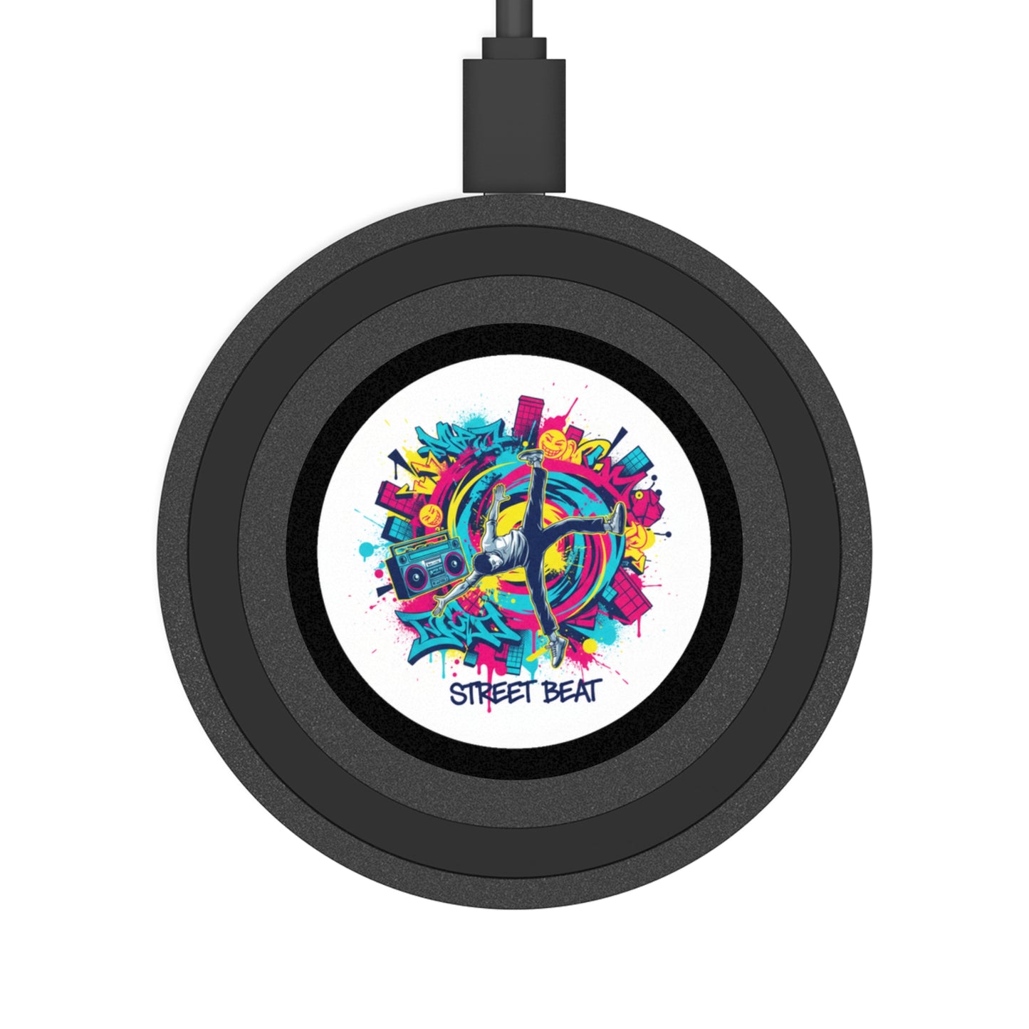 Wireless Charging Pad — 'Street Beat' Urban Music Graphic (free shipping)
