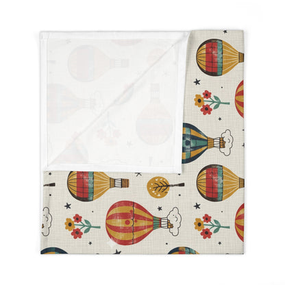 Boho Hot Air Balloon Baby Swaddle Blanket — Vintage Adventure Nursery Swaddle
