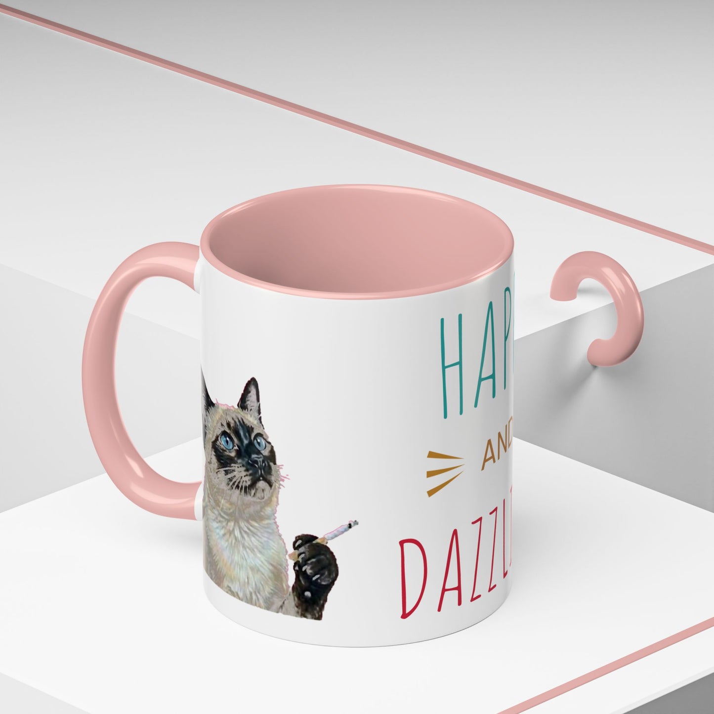 Happy and Dazzling Smoking Cat Accent Coffee Mug — 11/15oz (free shipping)