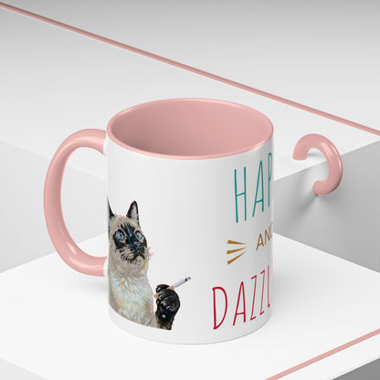 Happy and Dazzling Smoking Cat Accent Coffee Mug — 11/15oz (free shipping)