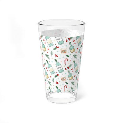16 oz  Christmas Holiday Vodka Themed Mixing Glass (Free Shipping)