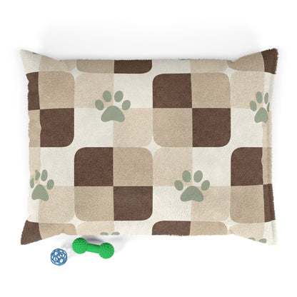 Cozy Check Paw Print Pet Bed