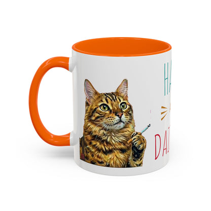 Happy and Dazzling smoking Cat Coffee Mug- cat smoking cigarette- funny (free shipping)