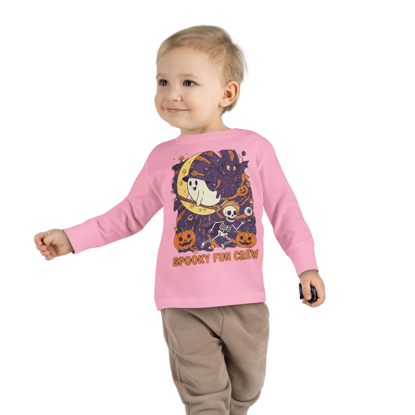 Toddler Halloween Long Sleeve Tee, Spooky Fun Crew Shirt, Kids Halloween Apparel, Fall Outfit for Toddlers, Halloween Party Wear