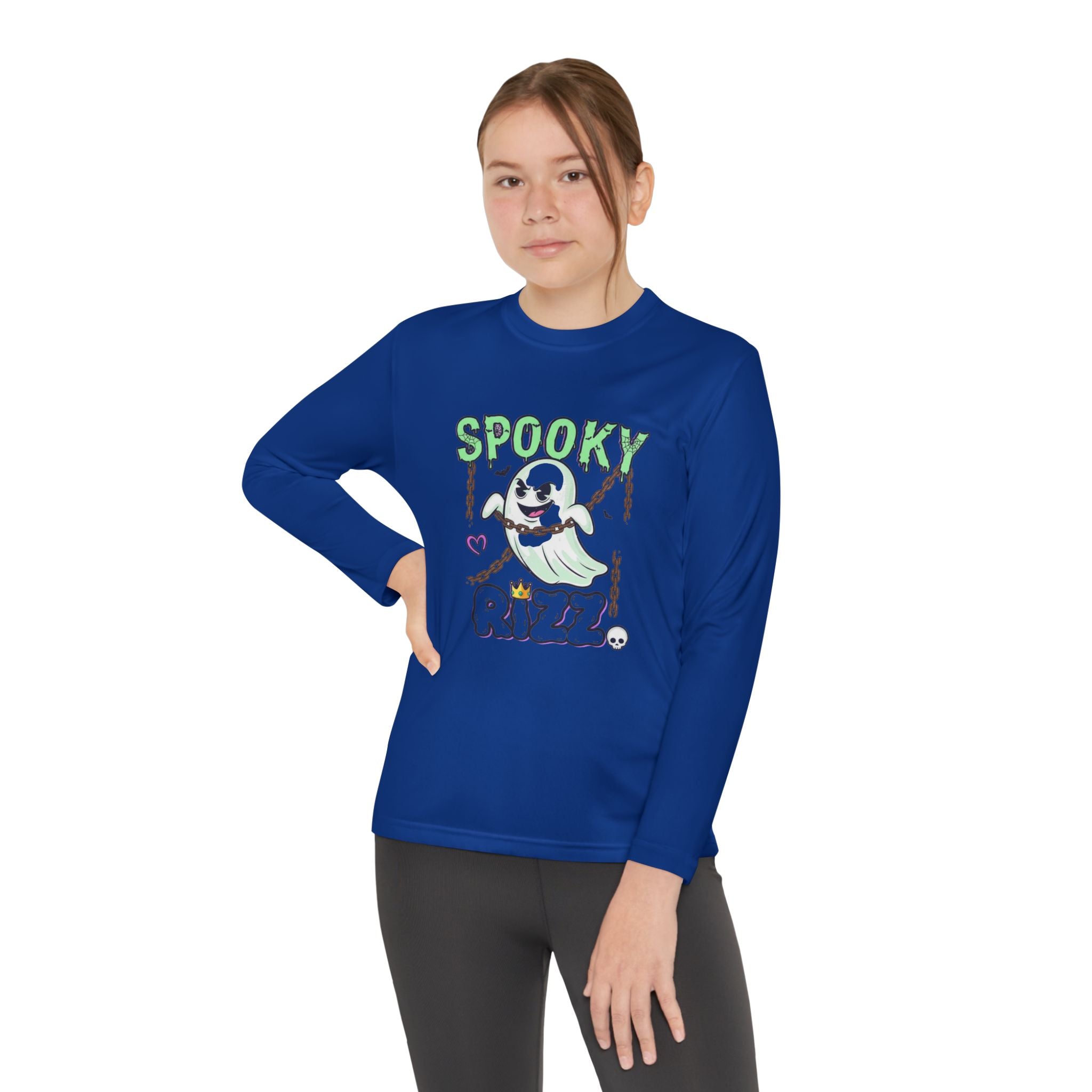 Spooky Long Sleeve Tee, Kids Ghost Shirt, Halloween Shirt, Youth Halloween Apparel, Spooky Vibes Tee, Ghostly Fun Wear
