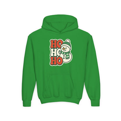 Youth kids Christmas Hoodie - 'HO HO HO' Snowman Holiday Sweatshirt