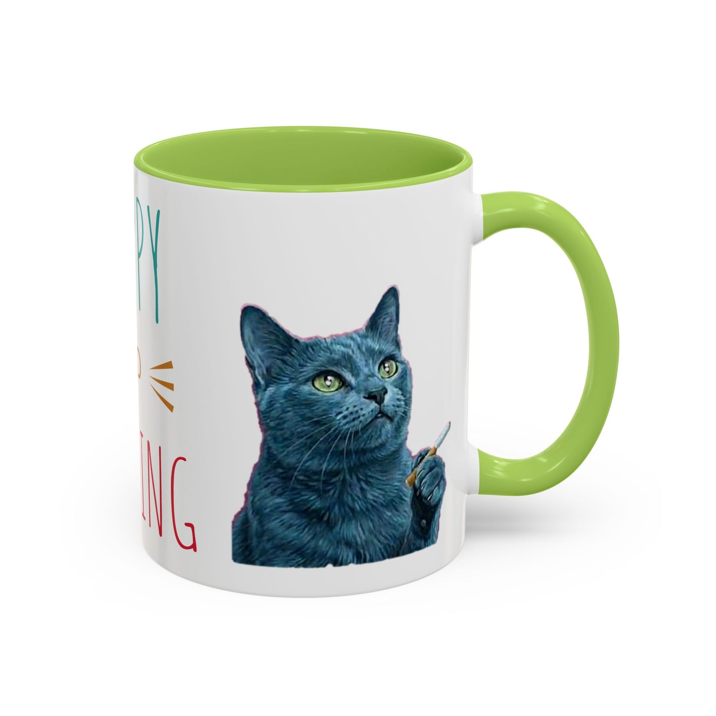 Happy and dazzling smoking cat Coffee Mug — "Happy and Dazzling" Cat Accent Mug (11/15oz) (free shipping)