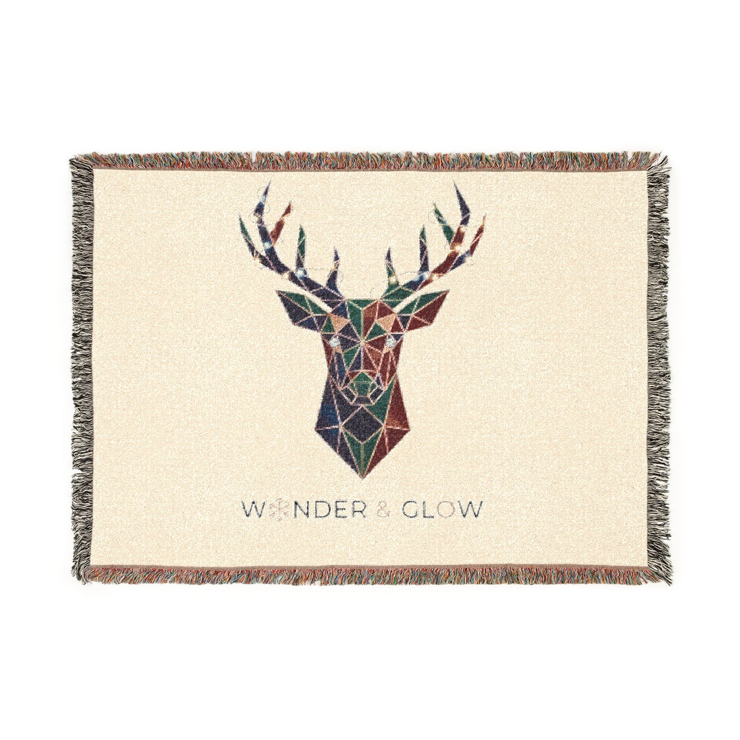 Modern Deer Head Woven Blanket — 'Wonder & Glow' Rustic Cabin Throw
