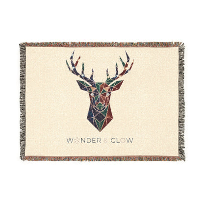 Modern Deer Head Woven Blanket — 'Wonder & Glow' Rustic Cabin Throw