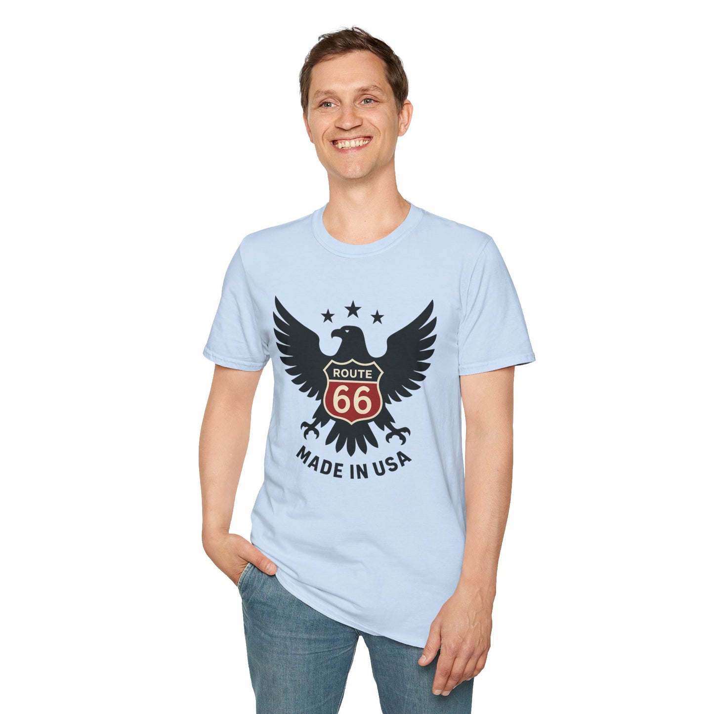 American Route 66 Eagle T-Shirt — Made in USA Vintage Roadtrip Tee