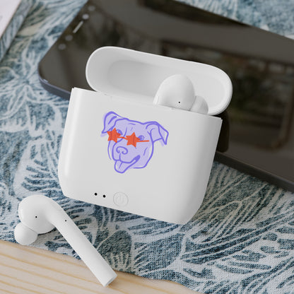 Wireless Earbuds Case — Playful Dog Illustration with Star Sunglasses
