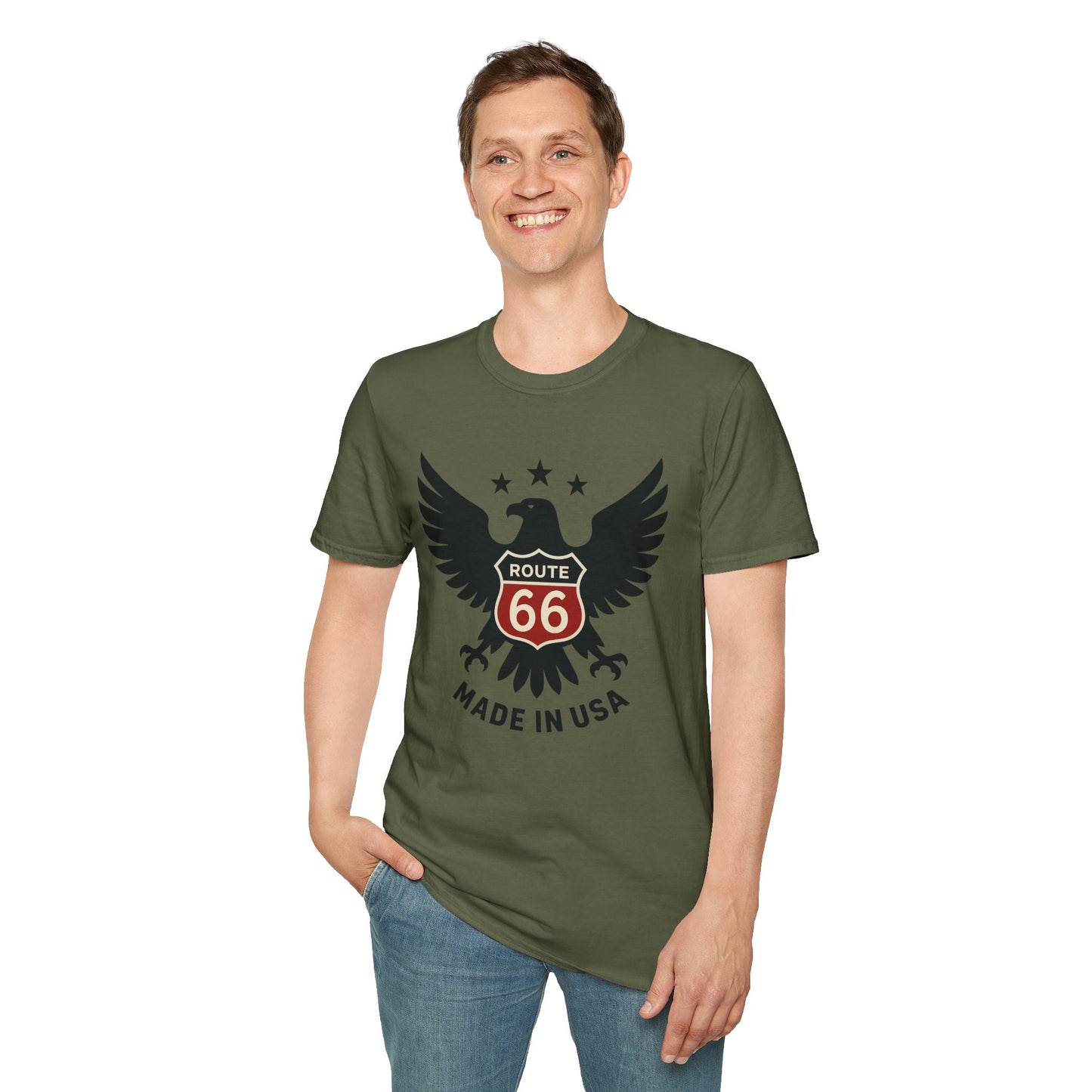 American Route 66 Eagle T-Shirt — Made in USA Vintage Roadtrip Tee