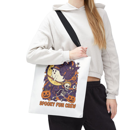 Spooky Fun Crew Halloween Tote Bag, Trick or Treat Bag, Haunted House Accessory, Fall Gift, Party Favor
