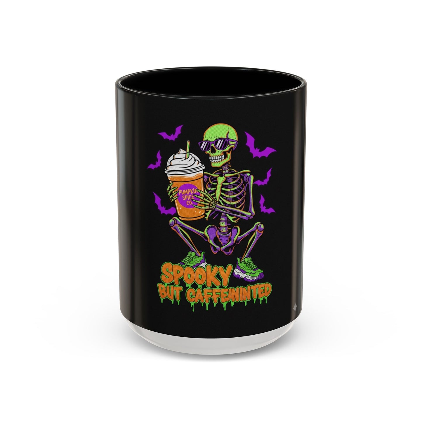 Spooky Skeleton Coffee Mug, Halloween Gift, Caffeinated Mug, Gothic Cup, Unique Drinkware, Perfect for Fall Celebrations