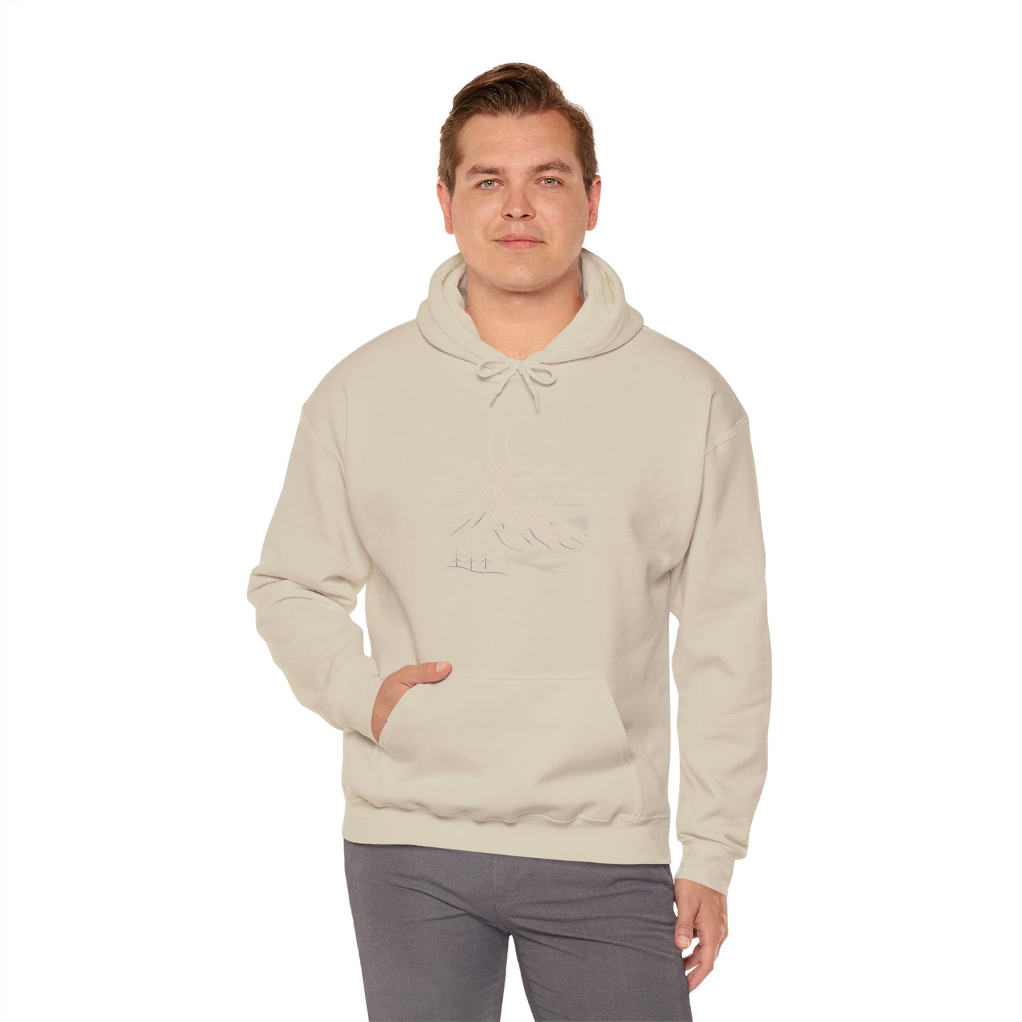 Mountain Moonline Hoodie — base camp vital gear- Minimal Crescent & Peaks Graphic Sweatshirt