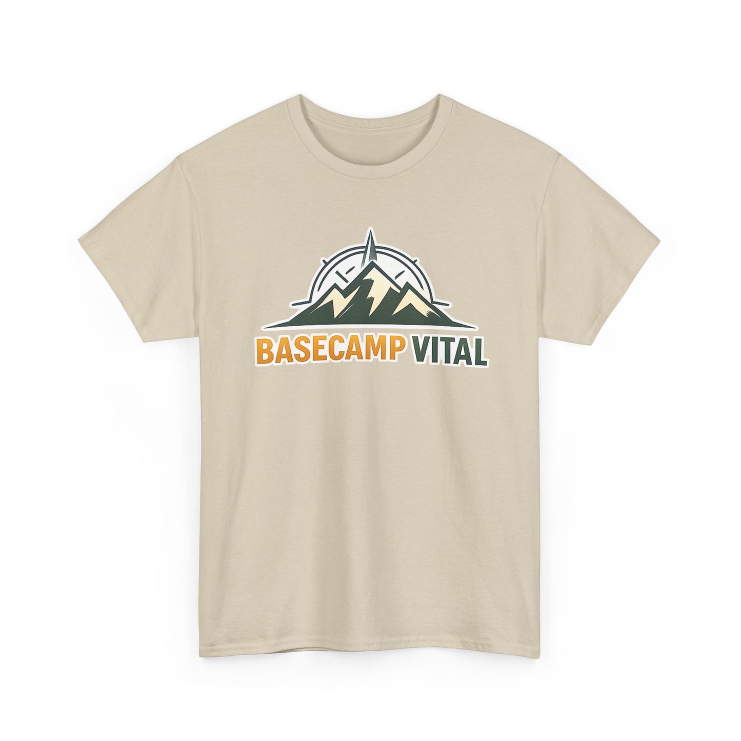 Base Camp Vital Mountain Compass Crewneck T-Shirt | Outdoor Hiking Graphic Tee | Midweight Cotton Trail Shirt (free shipping)