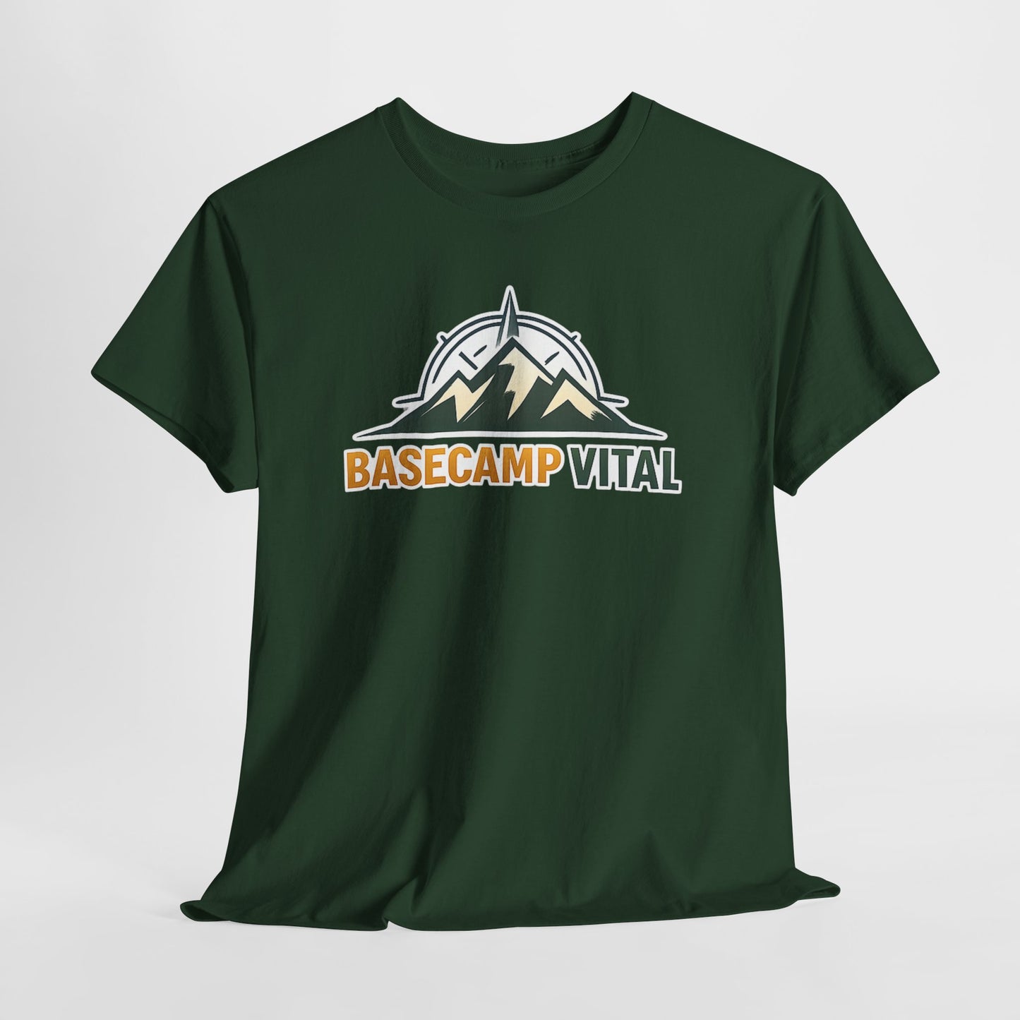 Base Camp Vital Mountain Compass Crewneck T-Shirt | Outdoor Hiking Graphic Tee | Midweight Cotton Trail Shirt (free shipping)