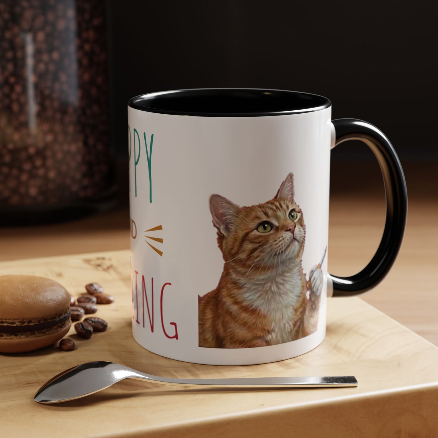 Happy and Dazzling Smoking Cat Coffee Mug — Cute Ginger Cat Accent Mug (11/15oz) (free shipping)
