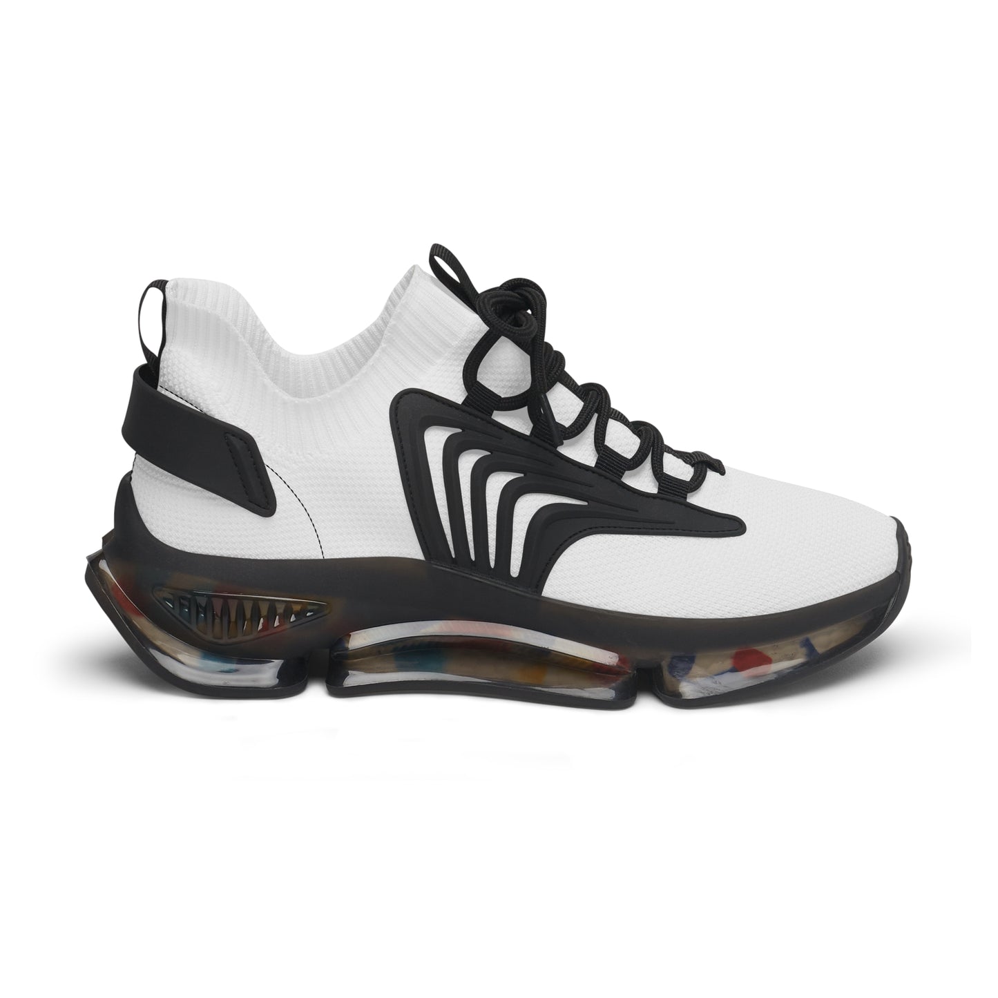 Women’s White Mesh Sneakers — Lightweight Breathable Athletic Shoes with Color-Accent Sole