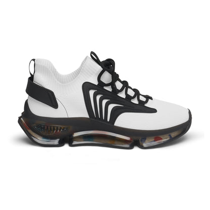 Women’s White Mesh Sneakers — Lightweight Breathable Athletic Shoes with Color-Accent Sole