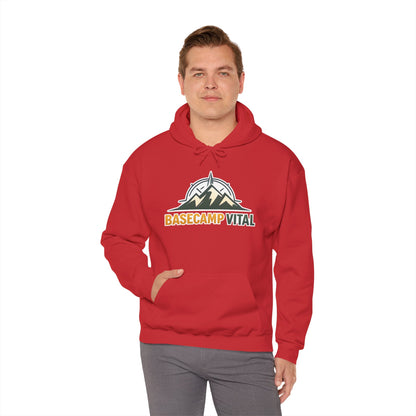 Base Camp Vital Outdoor Fleece Hoodie | Mountain Compass Graphic Pullover | 50/50 Midweight Trail Hoodie  Vital Hoodie  (free shipping)
