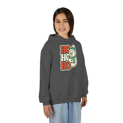 Youth kids Christmas Hoodie - 'HO HO HO' Snowman Holiday Sweatshirt