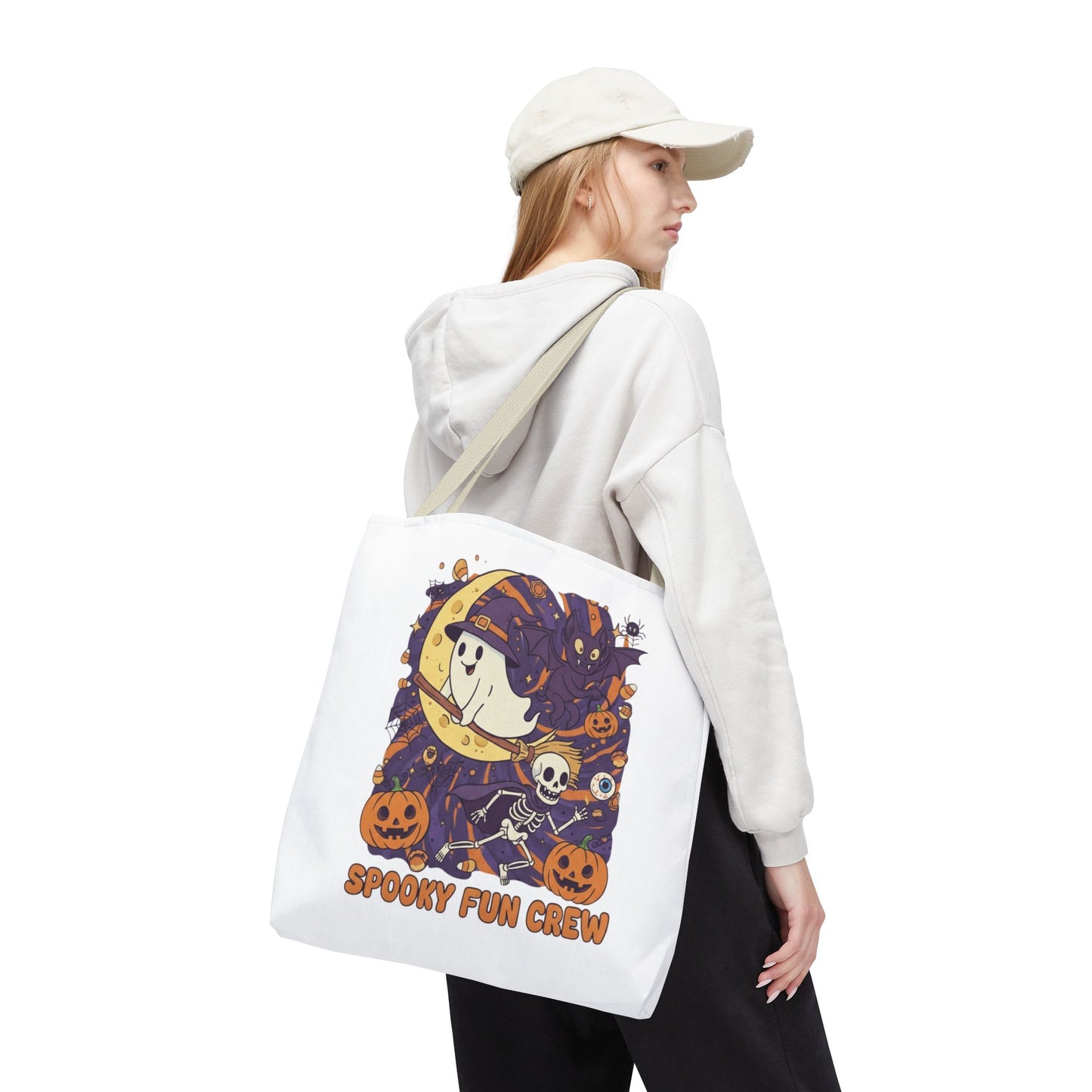 Spooky Fun Crew Halloween Tote Bag, Trick or Treat Bag, Haunted House Accessory, Fall Gift, Party Favor