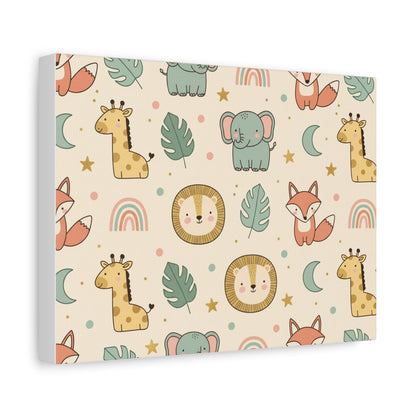 Nursery Animal Canvas Print — Influence Nations Safari Pattern Stretched Matte Wall Art (free shipping)