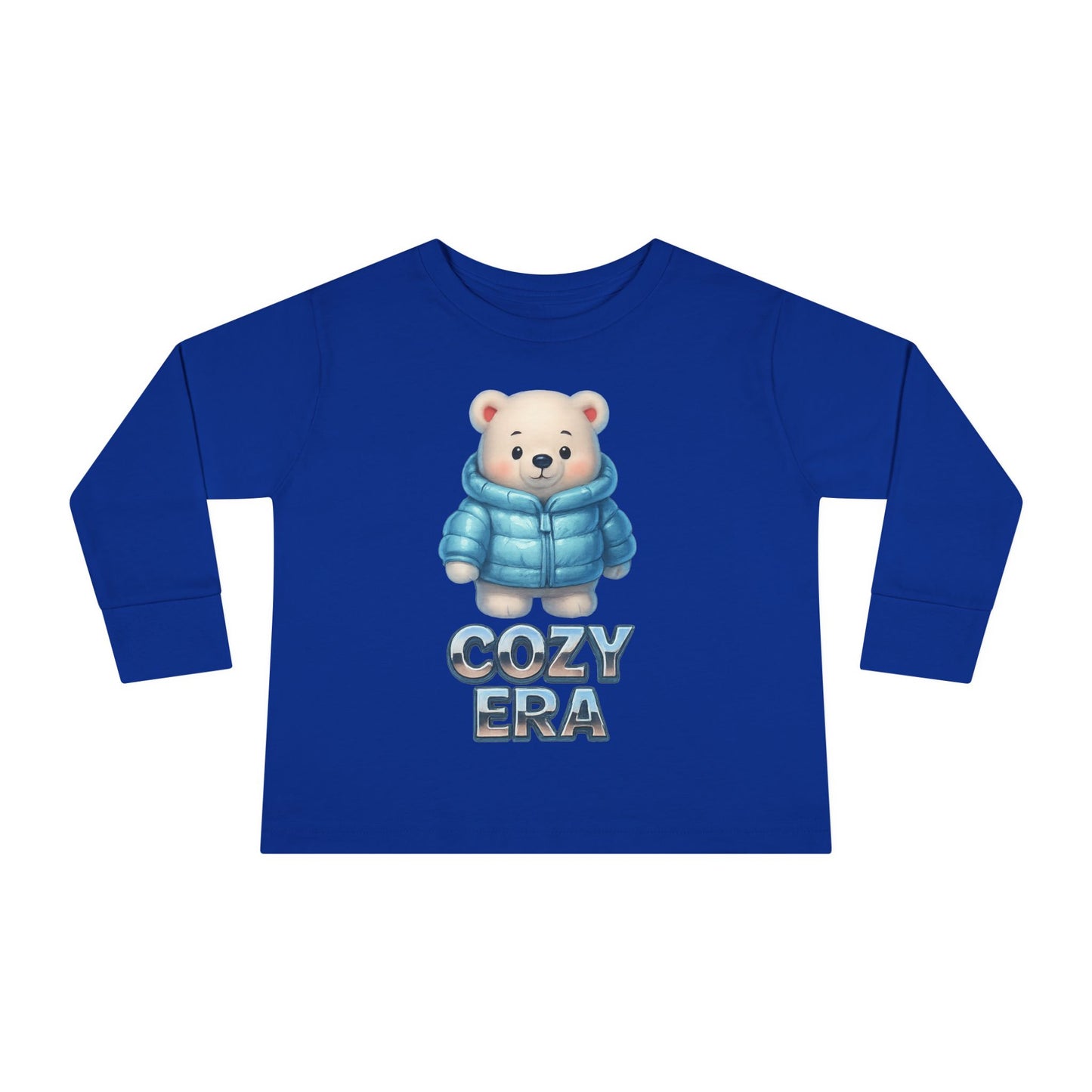 Cozy Era Toddler Long Sleeve Tee — Cute Bear in Puffer Jacket