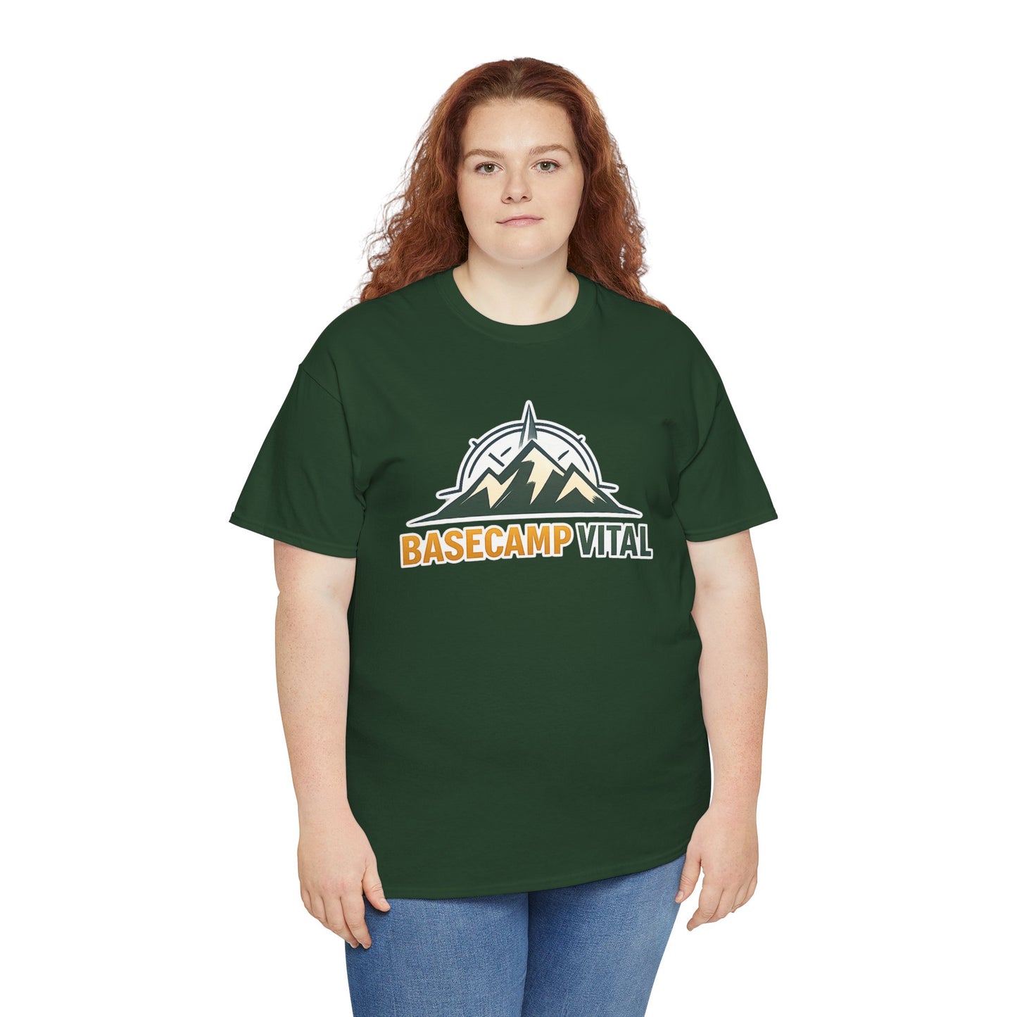Base Camp Vital Mountain Compass Crewneck T-Shirt | Outdoor Hiking Graphic Tee | Midweight Cotton Trail Shirt (free shipping)