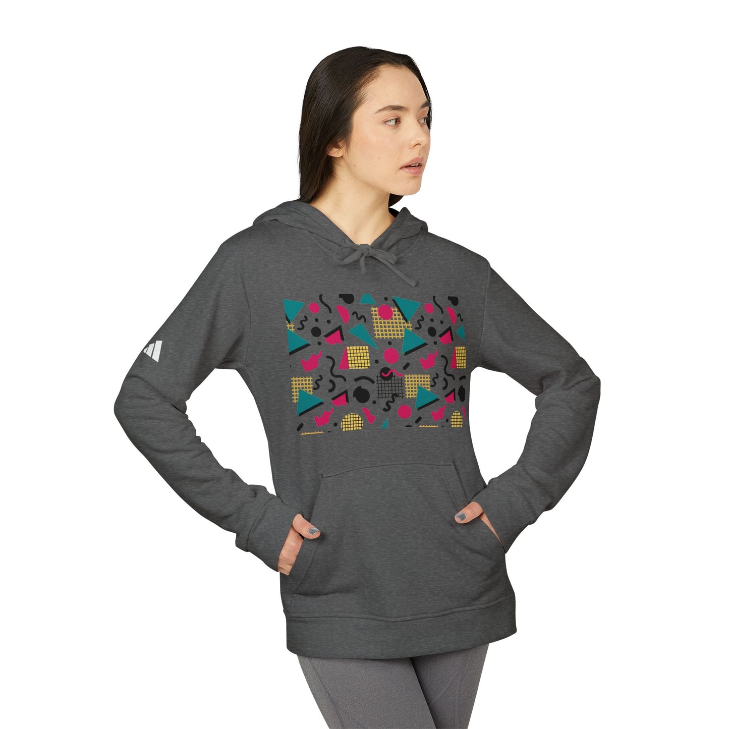 Adidas Retro 80’s Memphis Graphic Hoodie — Colorful 80s-Inspired Geometric Design